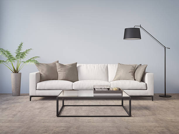 istock Modern  sofa in a blue contemprary living room 613141246