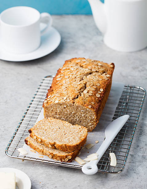istock Healthy vegan oat and coconut loaf bread, cake 613143740