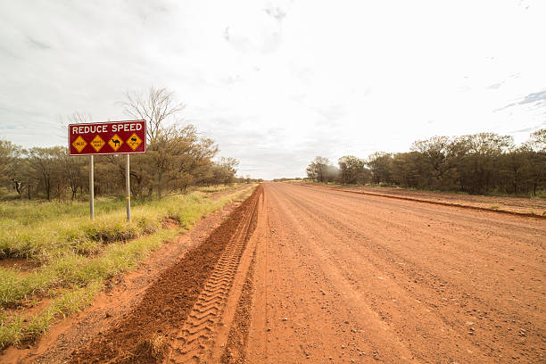 istock Reduce speed sign in Australia 613146366