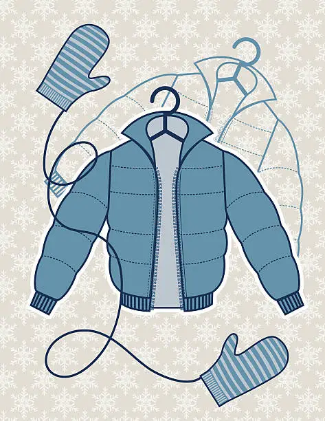 Vector illustration of Winter Coat Illustration On A Snowflake Background