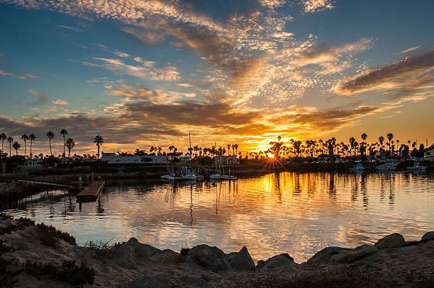 istock Vibrant morning over harbor cove 613147846