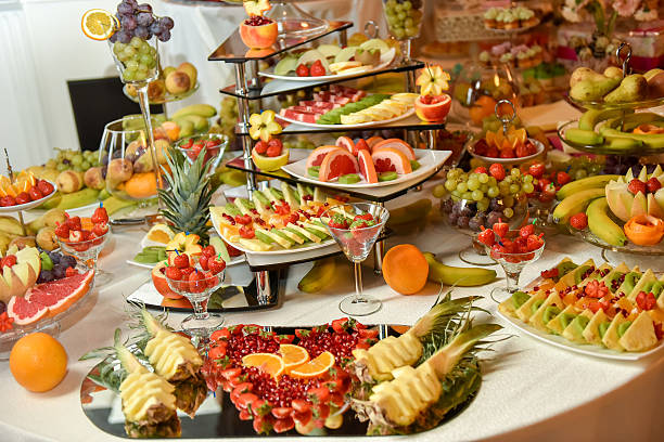 istock Plates with different type of fruits 613208680