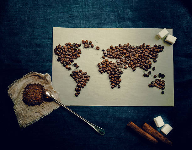 istock world map of coffee beans, ground . trade and globalization. top 613210664