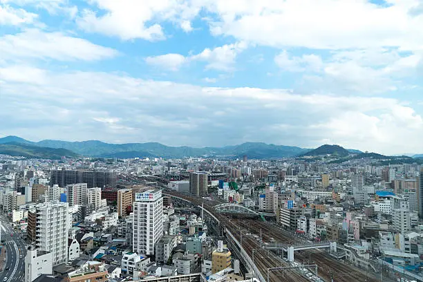 The view of Hiroshima, Japan. It was taken from the hotel adjacent to the Hiroshima Station.