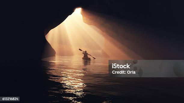 Boat In Cave Stock Photo - Download Image Now - Discovery, Exploration, Cave