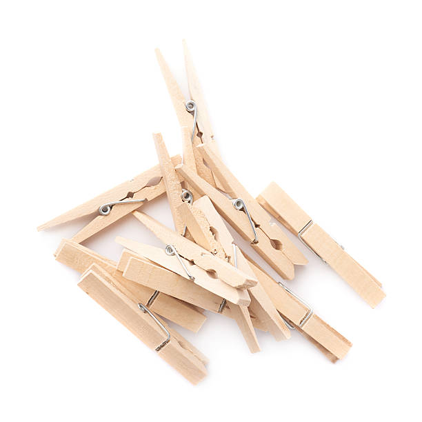 istock Wooden clothespin composition isolated 613217978