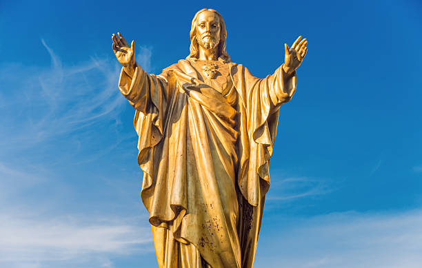 Statuette Jésus En Laiton Doré - Mini Figurine Religieuse 6 Cm - Décoration Bureau, Étagère Ou Ornement De Paysage - 10