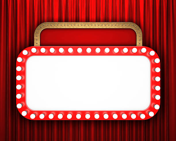 istock Retro cinema banner with red curtain 613220022
