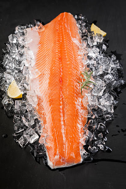 istock Fresh Salmon Fish  on the Black Background 613221990