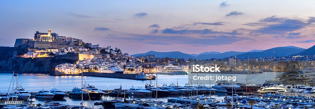 Ibiza Port Port Ibiza town at dusk Ibiza Town Stock Photo