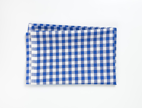 blue and white checkered cloth napkin