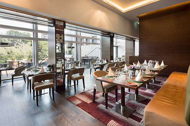 istock Modern restaurant interior, part of a hotel 613226378