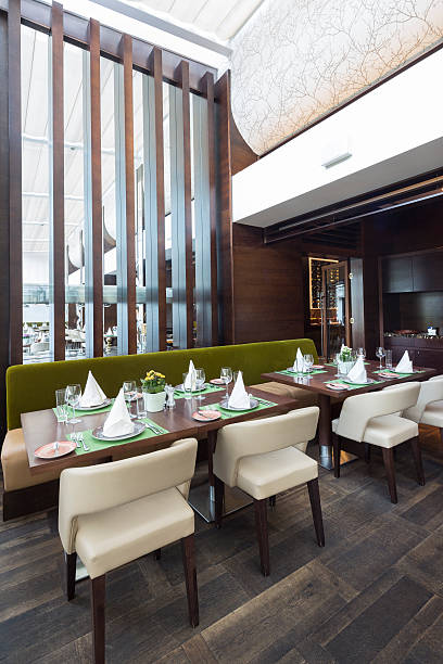 istock Modern restaurant interior, part of a hotel 613226532