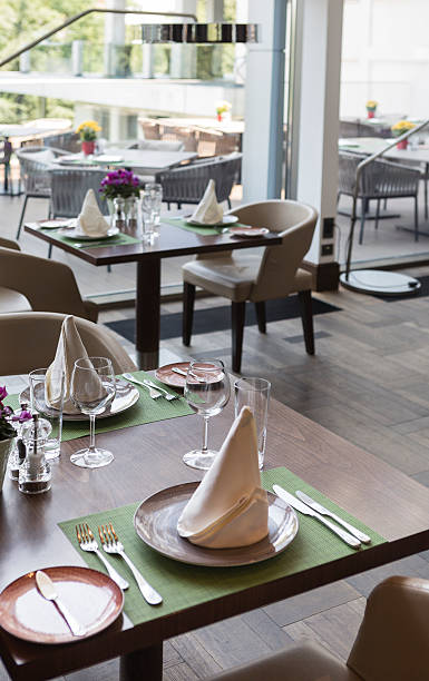 istock table set up in restaurant interior,napkins ,selective focus 613229298
