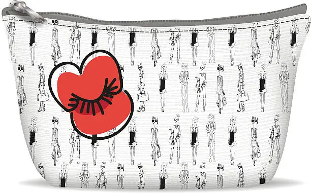 Vector illustration of White textile cosmetic bag