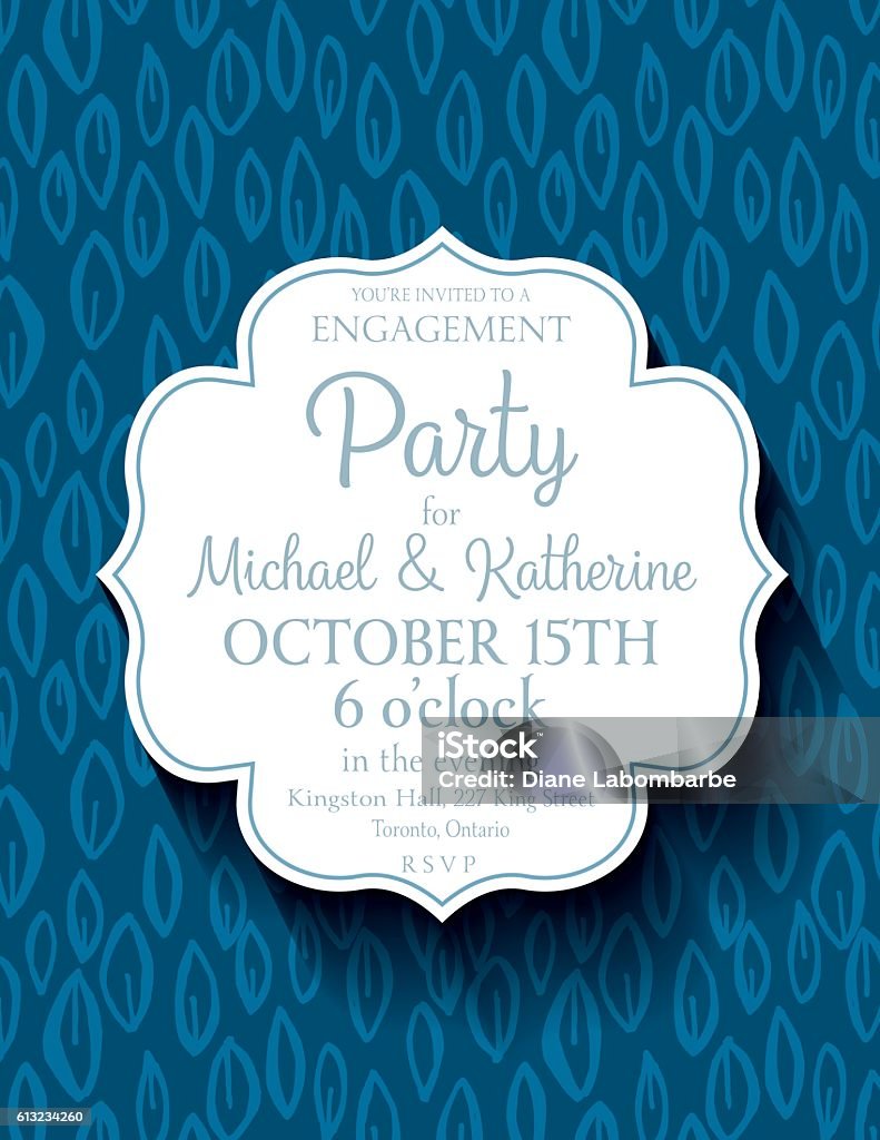 Fun Blue Invite Frame Blue Party Invitation Template On A Cute Doodled Background Pattern ...