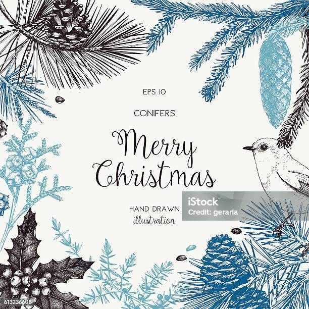 Christmas Greeting Card Or Invitation Design Stock Illustration - Download Image Now - Winter, Backgrounds, Christmas