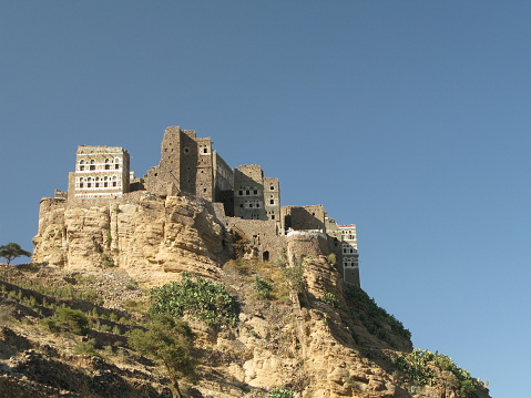 View to Manakha fortress and old city, Yemen