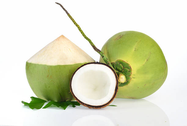 istock Green coconut isolated on white background 613240774