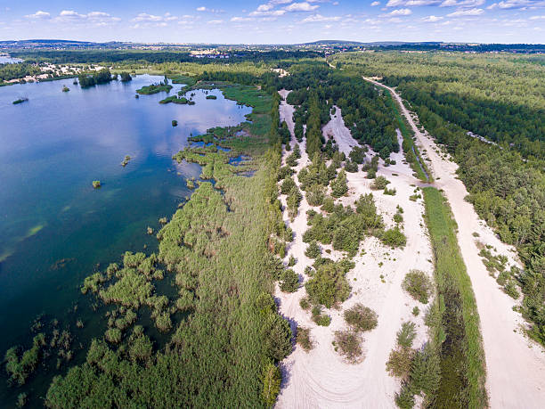 istock Summer time lake and green forest, in Poland lanscape. 613241296