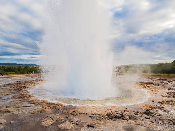 istock Beautiful Geyser erupting in Iceland 613246624
