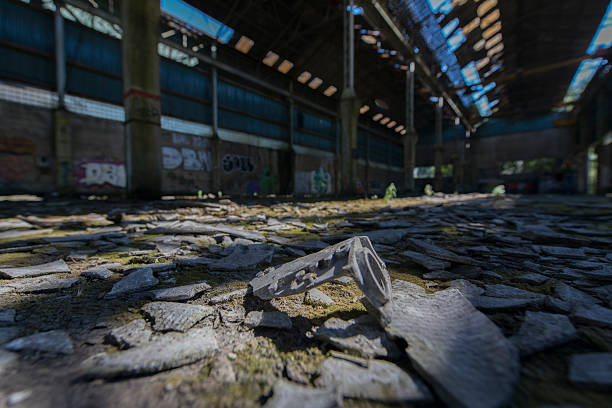  A detail from a stone in an abandoned mine buildings in Belgium, Charleroi.