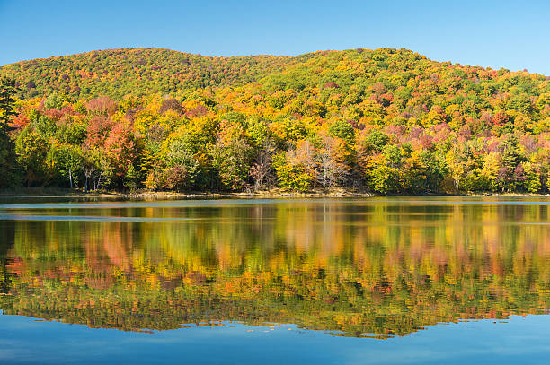 istock Hertel Lake in Quebec, Canada, with Autumn colors 613250760
