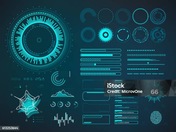 Vetores de Interface De Usuário Futurista Hud Elementos Vetoriais Infográficos e mais imagens de Dados