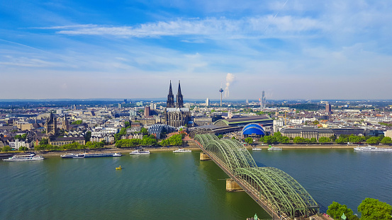 view to Cologne Cathedral and Hohenzollern bridge