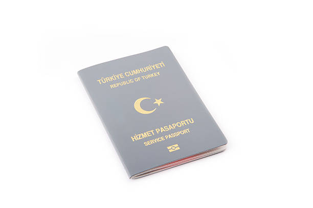 istock Turkish service passport isolated on white background. 613254336