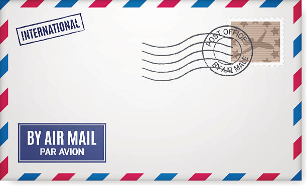 illustrations, cliparts, dessins animés et icônes de l'enveloppe avec timbre postal - air mail