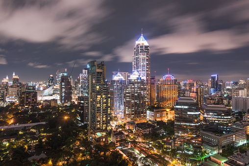 Bangkok City business night  top view