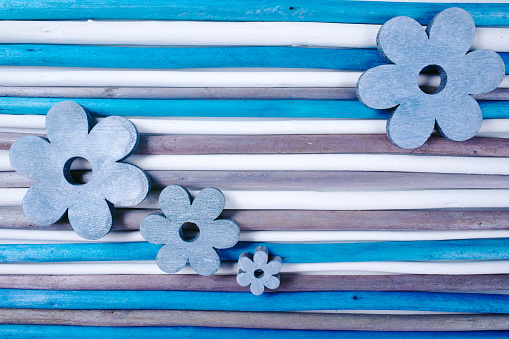 Decorative colorful wooden sticks on white background