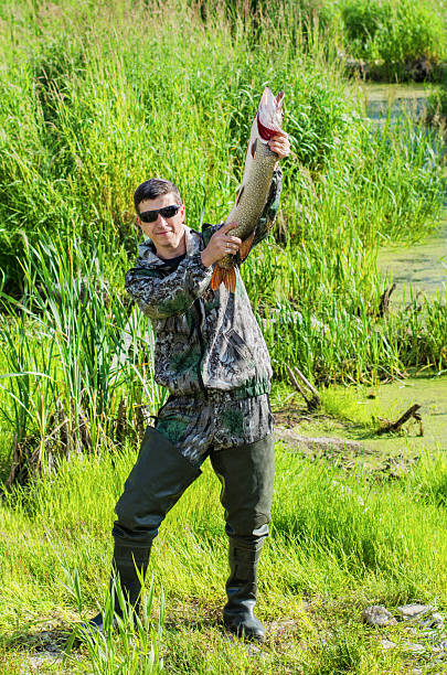 istock Fisherman poses for the camera with his pike 613255682
