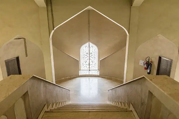 Photo of Stair to the Arabic Style Window with Sunlight.