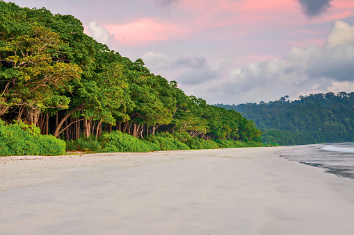 Radha Nagar beach is a pristine beach of Havelock island, Andaman and Nicobar India, It is most famous beach in the region and frequented by visitors.