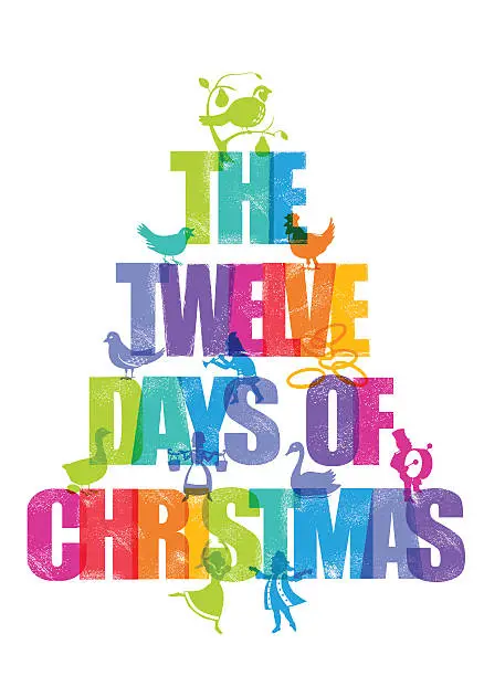 Vector illustration of The Twelve Days of Christmas Greeting