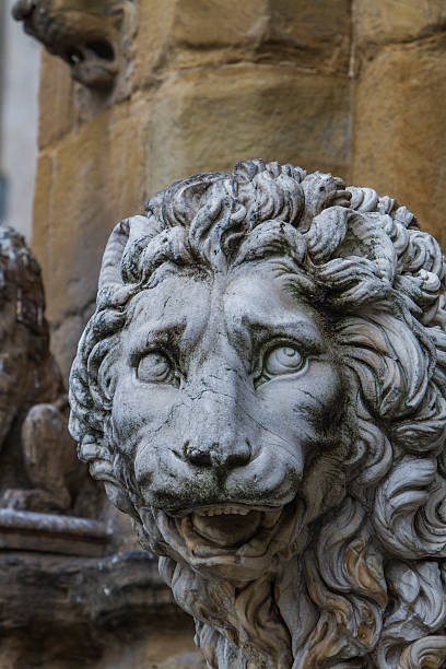 Closeup detail of Medici lions from Florence, Italy