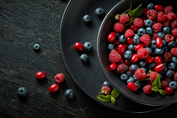 istock black plate with healthy berries 613307238