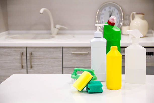 istock Cleaning concept with supplies 613307710