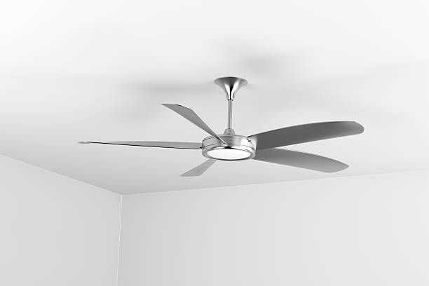 Silver ceiling fan stock photo