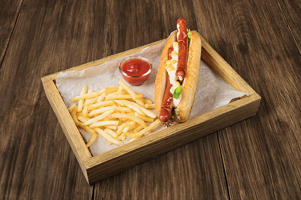istock Bavarian hot dog with two sausages 613316216