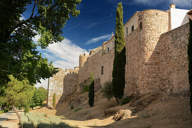The wall around the medieval town of Toledo in Spain was originally roman and then rebuilt and expanded by the arab conquerors. This sector is close to the gate of El Cambron.