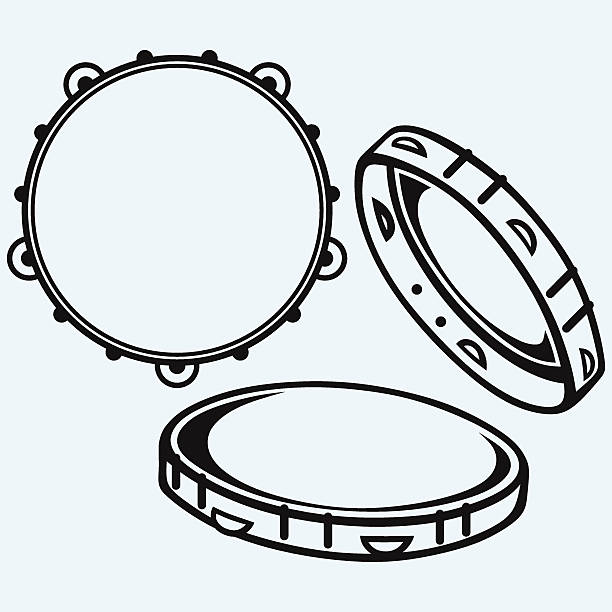 tamburin mit niemandem hält - tambourine stock-grafiken, -clipart, -cartoons und -symbole