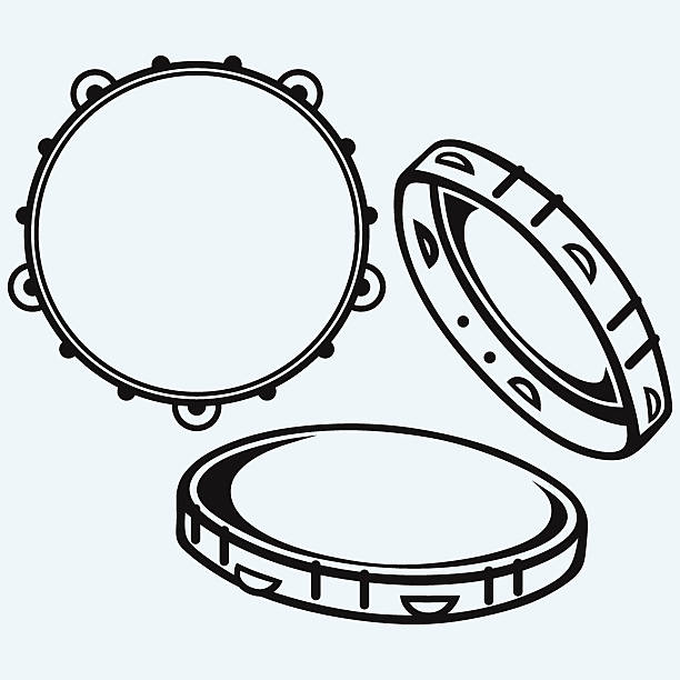 Tambourine with nobody holding vector art illustration