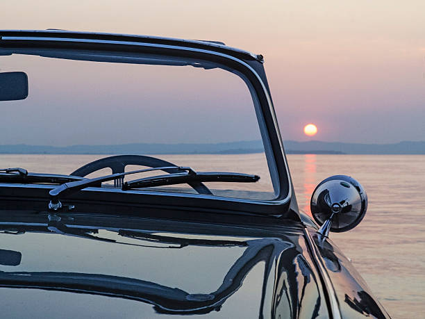 Sunset in the car on the Garda Lake