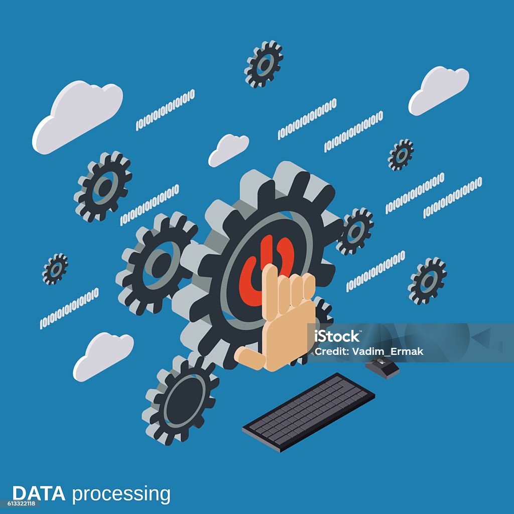 Data Processing Cloud Computing Vector Concept Stock Illustration ...