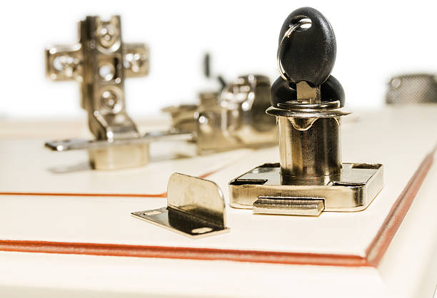 istock Chromed metal set of hardware for doors 613323056