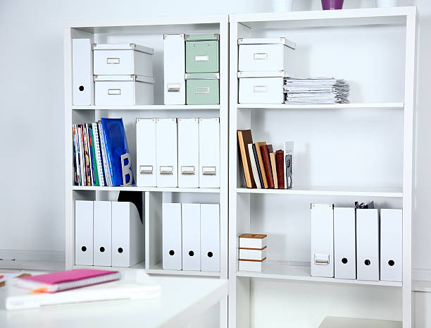 istock bookcase with folders in the office businessman 613323094