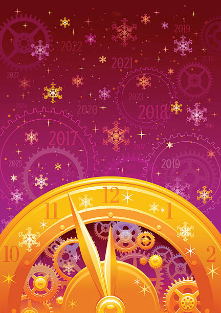 istock Merry Christmas, New year 2017 flyer. Greeting card clock design 613323996